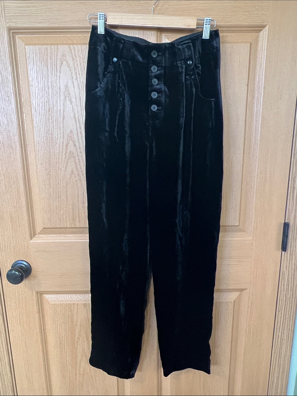 NWOT Unsubscribes Black Velvet Straight Leg Pants MSRP $228